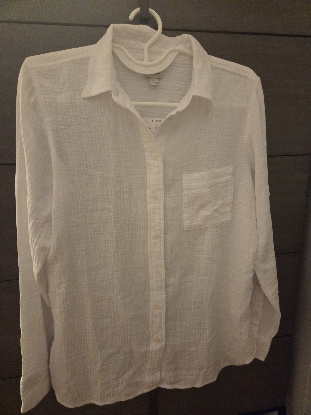 J. Crew White Lightweight Gauze Button-Down Shirt